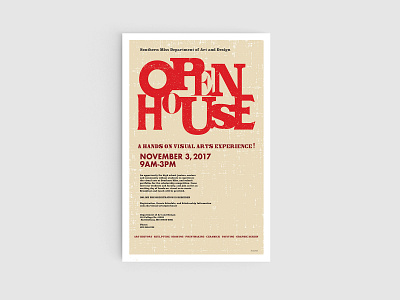 Open House Poster ad letterpress mississippi open house poster school screenprint set type type type art usm