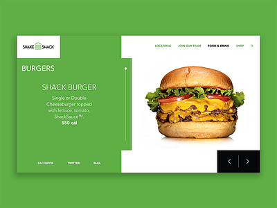 Shake Shack Web UI adobe xd burger fast food shake shack ui ui design ux ux design web web design website