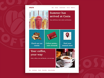Costa Coffee UI adobe xd brand cakes coffee costa ui ui design user interface ux web web design website
