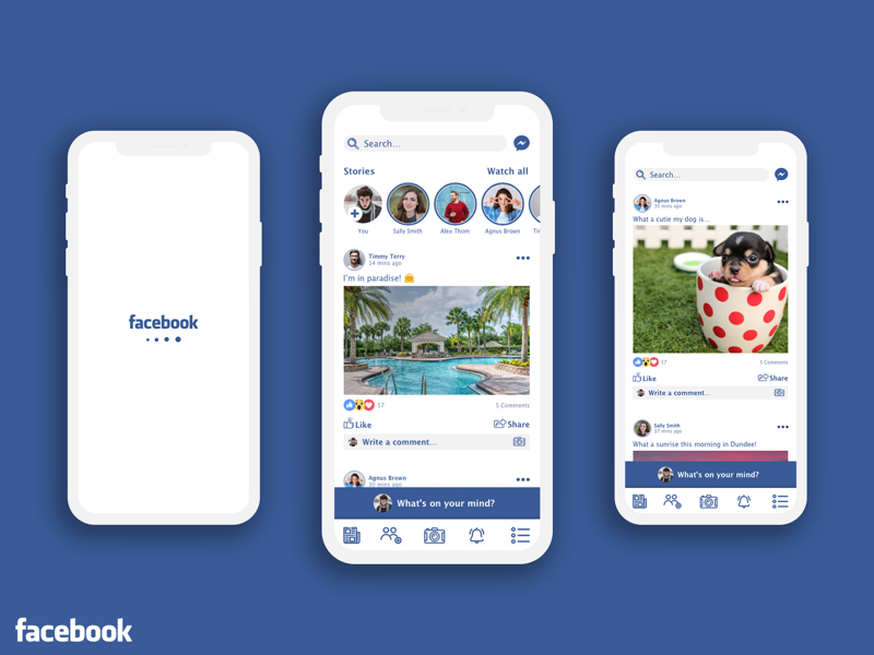 Facebook Mobile App UI Part 1 by Stephanie Post on Dribbble