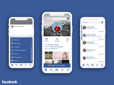 Facebook Mobile App UI Part 2 adobe app design digital facebook interface mobile social ui ux xd