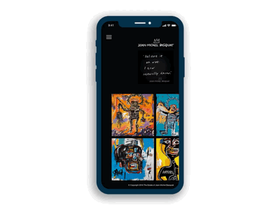 Jean-Michel Basquiat Mobile UI adobe app art basquiat interface mobile responsive ui ux web website xd