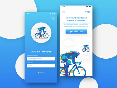 Trackle App Sign In adobe app bike cycling design fitness iphone mobile tracker ui ux xd