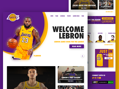 LA Lakers Home Page Design adobe basketball branding design graphic design lebron james nba ui ux web web design website