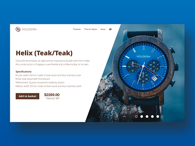 Holzkern Product Page adobe branding design ecommerce interface product store ui ux watch web web design website wood xd