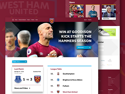 West Ham United Home Page Design