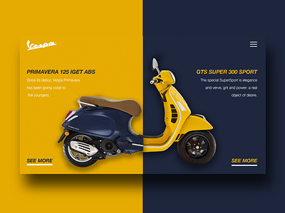 Vespa Product Landing Page Design.