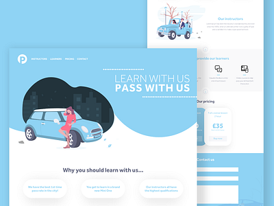 Driving Lessons Website Design adobe adobe xd branding car design driving graphic design interface ui ui design ux web web design website xd