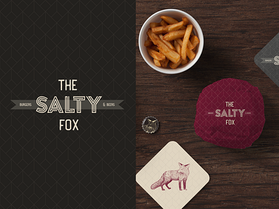 The Salty Fox Branding art direction bar beer branding burger design drink food graphic design illustration logo logo design packaging typography vector
