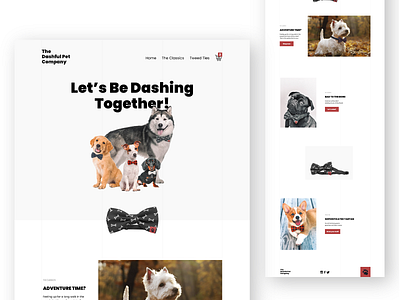 The Dashful Pet Company - Website adobe bowties branding design dog ecommerce fashion figma graphic design interface minimal pet pet clothing pets social typography ui ux web website