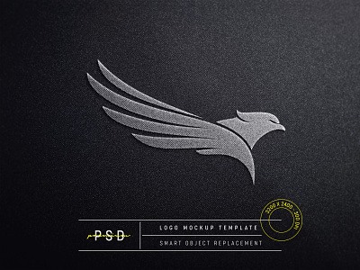 Embossed logo mockup on black fabric | Premium PSD Template