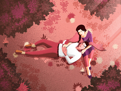 Couple in love! art beauty design digital illustration female flat flat illustration illustration red vector