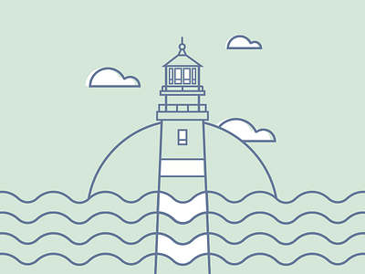 Sankaty Head Light pt.2 illustration landmark landscape lighthouse ocean simple vector