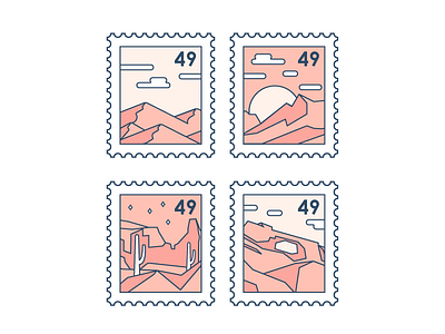 Desert Stamps arch desert illustration landscape stamp vector