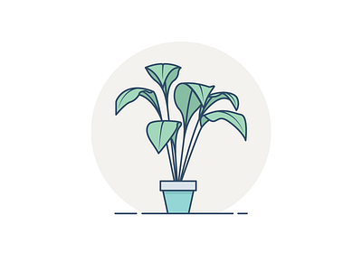 Lone House Plant green home illustration leaves minimal plants vector
