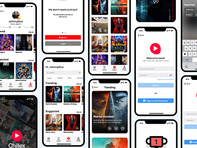 Chillex - Movie stream app application application ui design movie movies app ui uiux ux