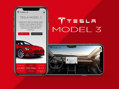 Telsa Model 3 car design mobile app tesla ui ux