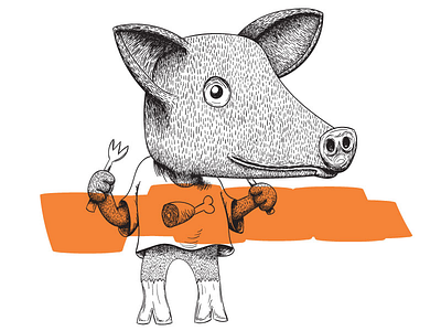 Cannibal Pig cannbal food illustration orange pig