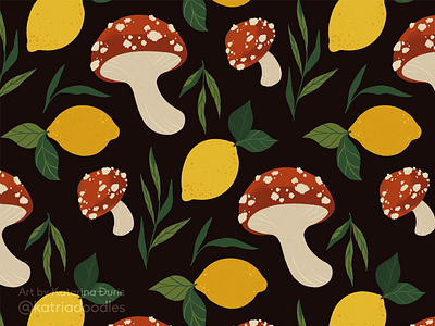 🍋🌿🍄 illustrated pattern pattern pattern design pattern illustration surface design