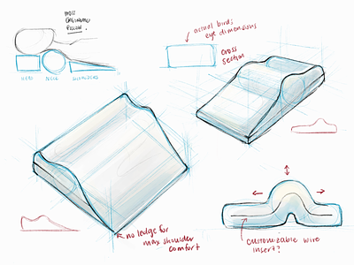 ergonomic pillow art concept design illustration pillow procreate product product design sketching