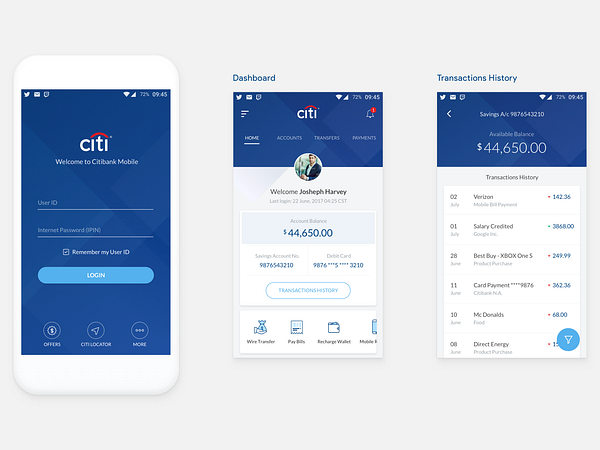 Citibank Banking App by Manish Jain on Dribbble