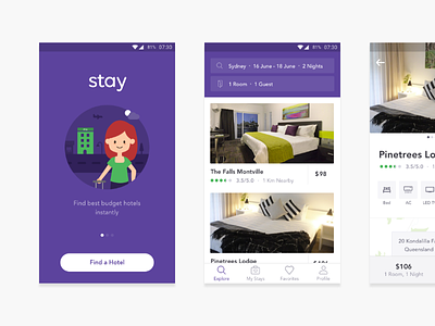 Stay - Budget Hotels App app budget design hotel ui ux