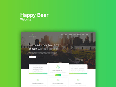 Website Concept :: Happy Bear bear branding concept design freelance gradient green happy bear interface mobile responsive software startup web web design website