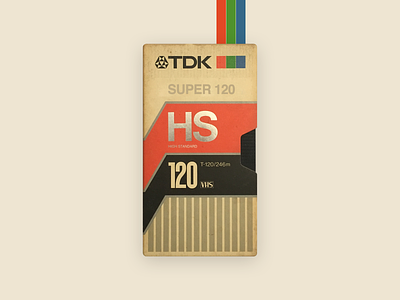 TDK High Standard SUPER T-120 VHS Tape 80s artwork betamax cassete cassette cassette tape colors concept design inspiration old school retro retrowave super tape tdk vhs vintage