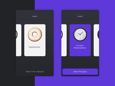 Athenas Project :: Soft Categories app athenas concept design game mobile portfolio purple quiz research soft ui ux