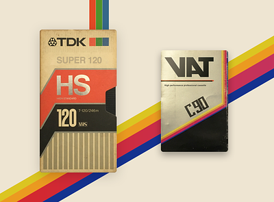 TDK T120 VHS + VAT C90 Cassette 80s artwork behance betamax cassete cassette concept design digital inspiration old school psd recreation retro retrowave super tape tdk vhs vintage