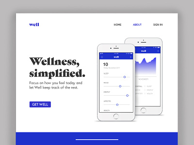UI 003: Landing Page app app design blue daily ui design challenge health health app ui user interface wellness wellness app