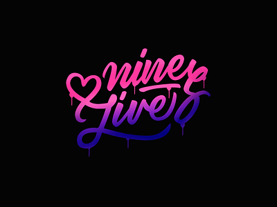 Nine Lives! branding brush calligraphy handlettering legitmeow typography vector youtuber