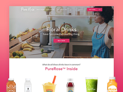 Floral Drinks beverage ecommerce homepage rose store