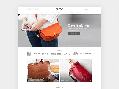 Leather Bags and Backpacks design ecommerce homepage services