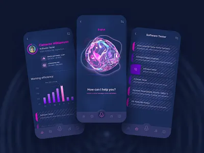 Voice Assistant - Mobile App Concept app assistant candidate cortana dark design job mobile siri vacancy voice