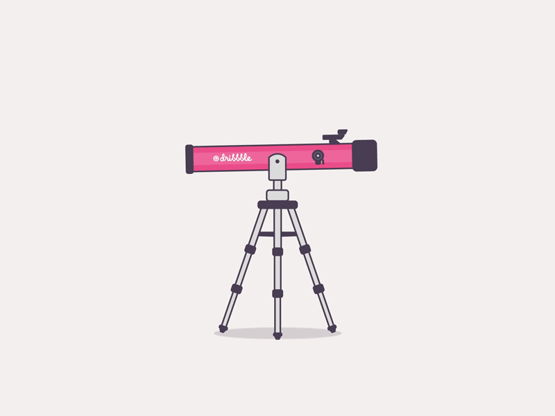 Hello Dribbble animation debut space telescope zoom