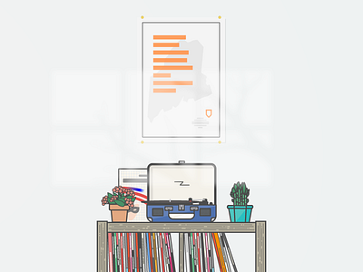 Apartment Scene apartment illustration living room record player