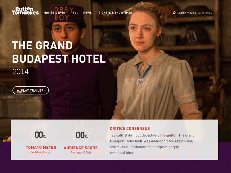 Thirty UI #5 - Movie Page grand budapest hotel movie rotten tomatoes thirty ui ui wes anderson