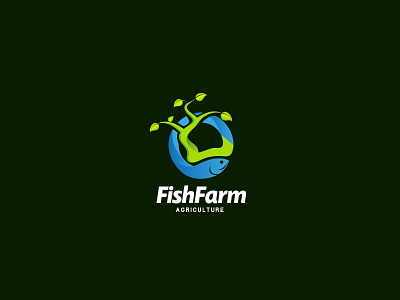 FishFarm Logo agriculture aqua aquaculture creative fish fishing leaf logo symbol tree unique water