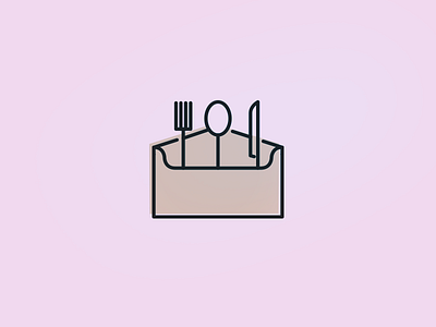 Send a meal to a stranger in the mail appetite brown crumbs food fork hungry icon knife logo mail order mark meal package pink spoon stranger vector