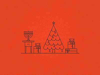 Holiday candle christmas decoration end table envelope holiday illustration jewish menorah present presents tree