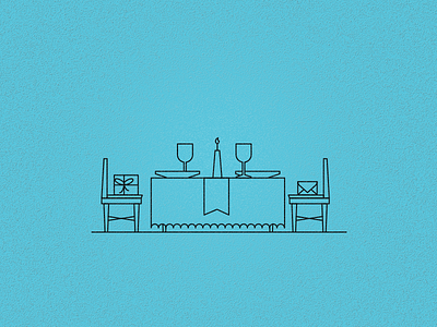 Anniversary anniversary blue candle chairs dinner envelope foreplay illustration plates table wine wine glass