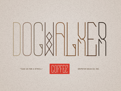 Dogwalker Coffee by Dripster Bean Co. coffee comp custom design identity ligature logo mark sticker texture typography w wacky