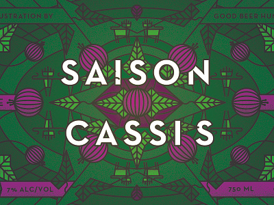 Saison Cassis beer beverage currant food green illustration label purple spirit texture tribal vector