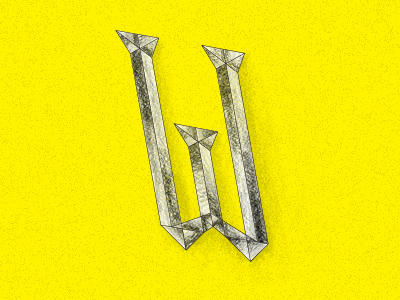 "W" Experiment chisel color diamond geometry grid jagged lettering pointy text texture typography w