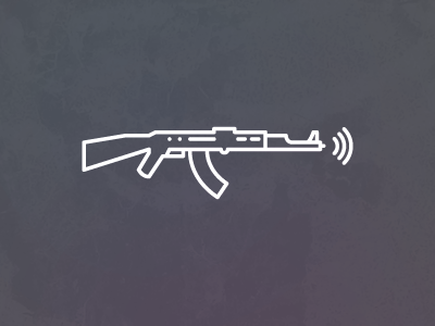 Wireless AK47 art design fun graphic gray gun humor icon illustration linework logo mark material minimal tech wireless