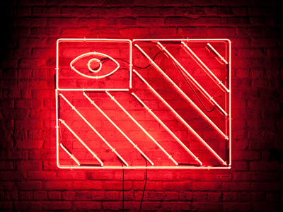 The All-Seeing Flag brick chamber conspiracy electric eye flag all seeing gas glass identity illustration logo magic national neon power red red light district texture tube