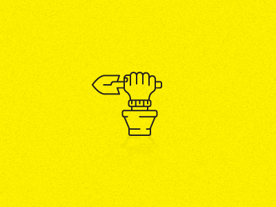 Hand rising out of a potted plant creative cultivate earth fist garden glove green hoe icon life line mark plant pot potting potting soil soil vector yellow