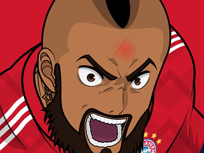Bundesliga Anime "Vidal Scream" 2d animation anime bayern character characters coffee colors design dribbble football funny gif happy hello illustration power red and white scream soccer