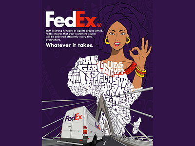 FedEx Africa 2d africa african animation art colors delivery design fedex illustration location locations marketing people poster purple services shipping tracking van